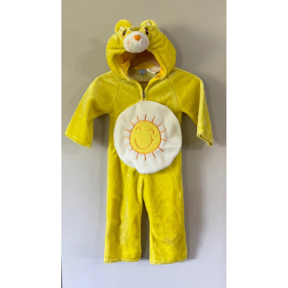 Care Bears Funshine Bear Costume Yellow Plush Jumpsuit 2003 Toddler 3T-4T Y2K